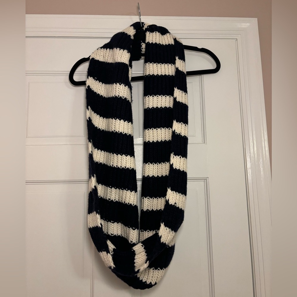 J Crew infinity scarf blue and white stripes